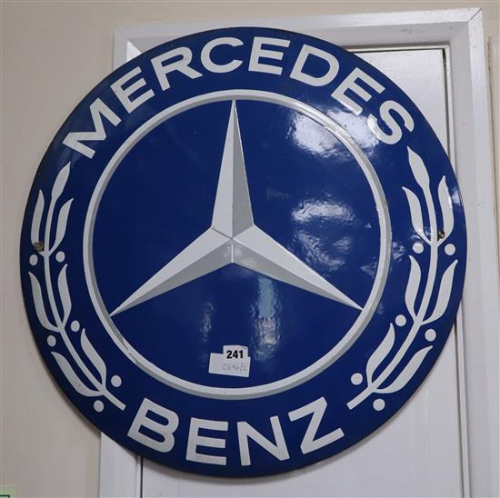 A vintage Mercedes Benz convex circular enamel sign diameter 60cm
